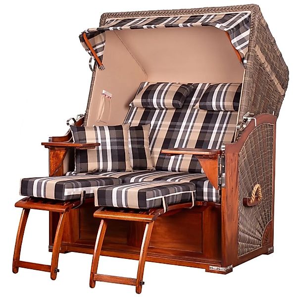 bene,iving Strandkorb Komplettset Schaalsee Mahagoni PE grau Modell 583 günstig online kaufen