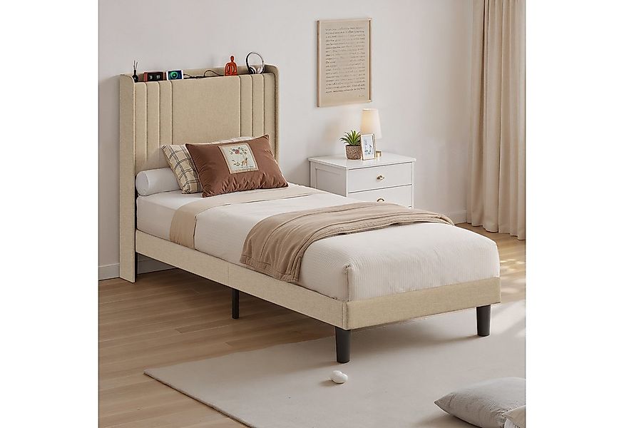 Bealife Polsterbett lsterbett Einzelbett,Bettgestell mit Kopfteil, Steckdos günstig online kaufen