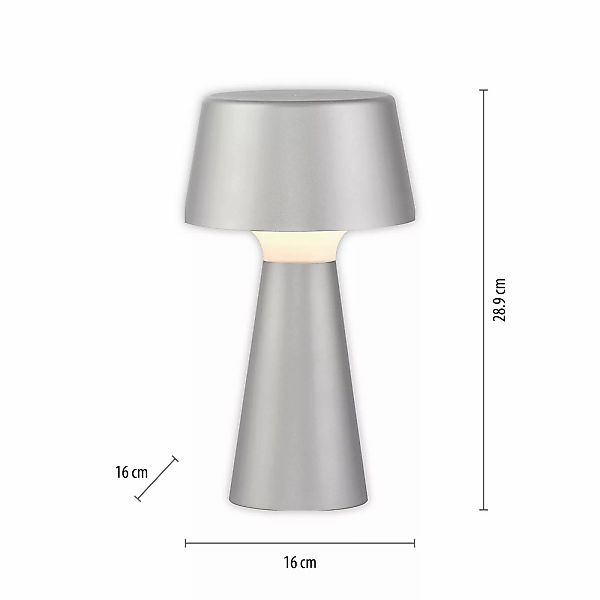 Just Light. LED-Akku-Tischleuchte Abera Silber 28,9 cm x Ø 16 cm günstig online kaufen