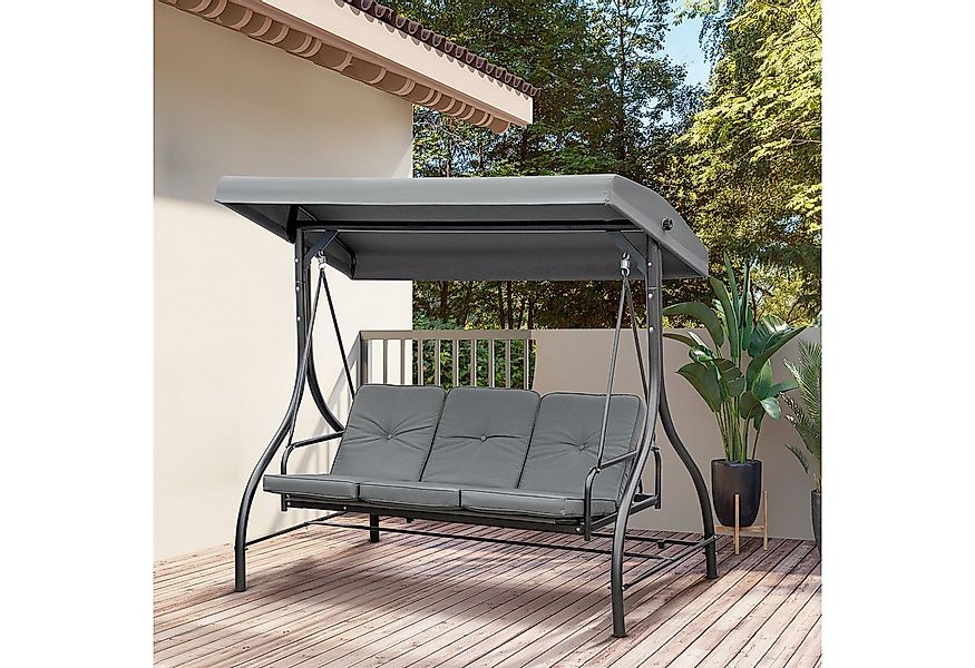 Outsunny Hollywoodschaukel 2 in 1, mit Liegefunktion, verstellbarem Sonnend günstig online kaufen