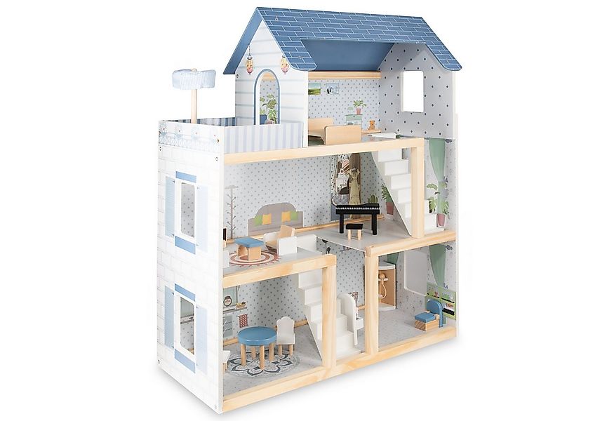 COIL Puppenhaus Holzpuppenhaus, Spielzeugset mit Möbeln und Zubehör, Großes günstig online kaufen