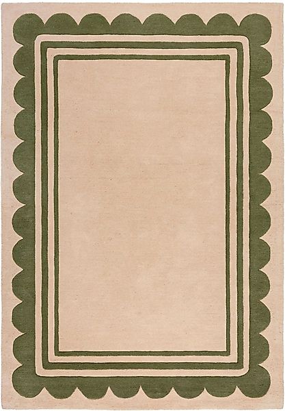 FLAIR RUGS Wollteppich »Lois mit Jakobsmuschelbordüre« rechteckig 7 mm Höhe günstig online kaufen