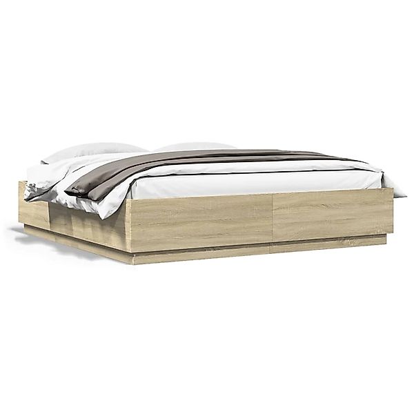 vidaXL Bettgestell Sonoma-Eiche 200x200 cm Holzwerkstoff 3209676 günstig online kaufen
