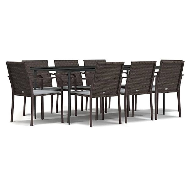 vidaXL 9-Tlg Garten-Essgruppe mit Kissen Poly Rattan und Stahl 3186950 günstig online kaufen