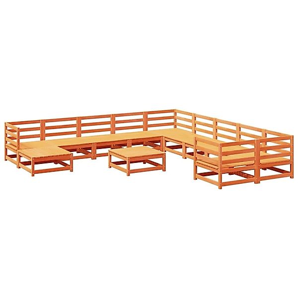 vidaXL 12-Tlg Garten-Sofagarnitur Wachsbraun Massivholz Kiefer 3299652 günstig online kaufen