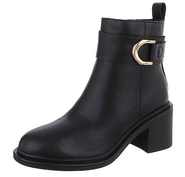 Ital-Design Elegante Stiefelette aus echtem Leder mit Absatz und Schnalle S günstig online kaufen
