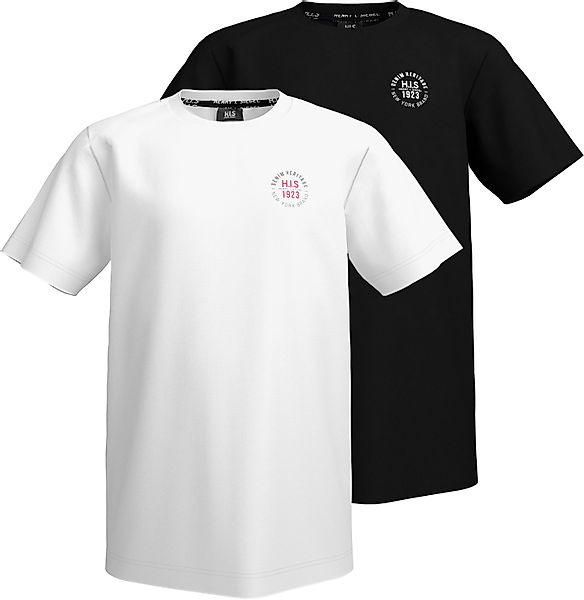 H.I.S T-Shirt 2 T-Shirts mit Logoprint günstig online kaufen