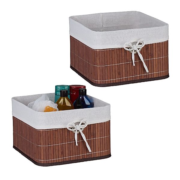 relaxdays Regalkorb Aufbewahrungskorb Set aus Bambus günstig online kaufen
