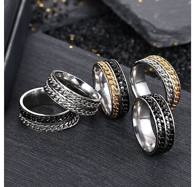 Taffstyle Fingerring Fingerring Spinner Ring Biker Doppelketten Anti Stress günstig online kaufen