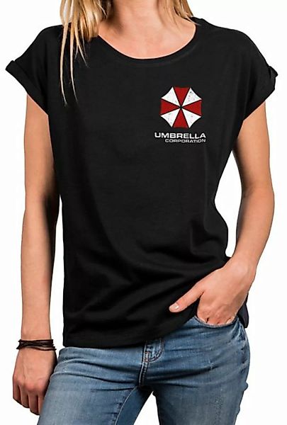 MAKAYA Print-Shirt Damen Umbrella Corp. Motiv Damenshirt Sommer Top Tunika günstig online kaufen