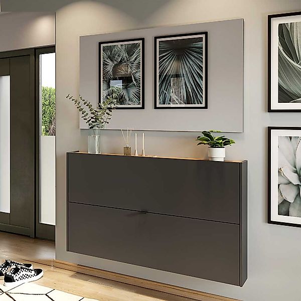 Flurgarderobe Garderobenset in Dunkelgrau für die Wandmontage (zweiteilig) günstig online kaufen