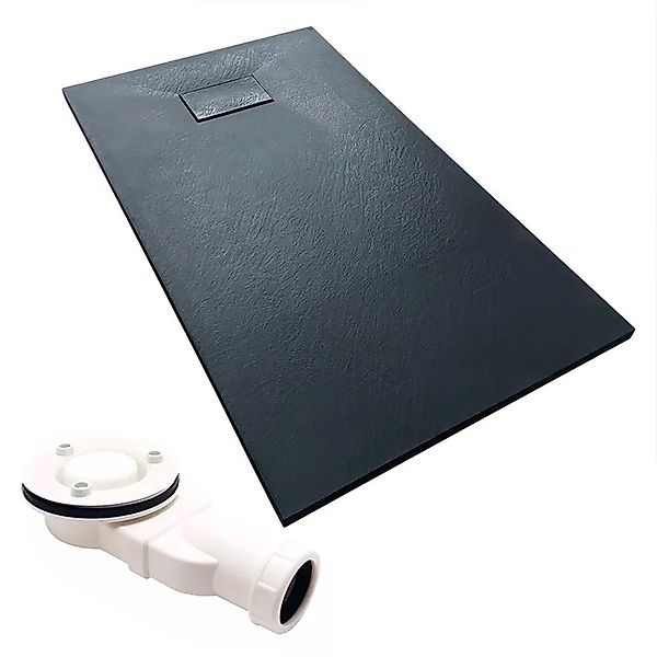 Bad Land Duschwanne Rechteck VIDAR 100x80x3,2 Verbundwerkstoff Schwarz Stei günstig online kaufen