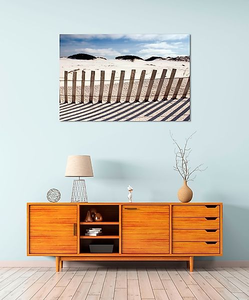 queence Acrylglasbild »Holzzaun im Sand«, Strand-Himmel-Düne-Deutschland-Gr günstig online kaufen