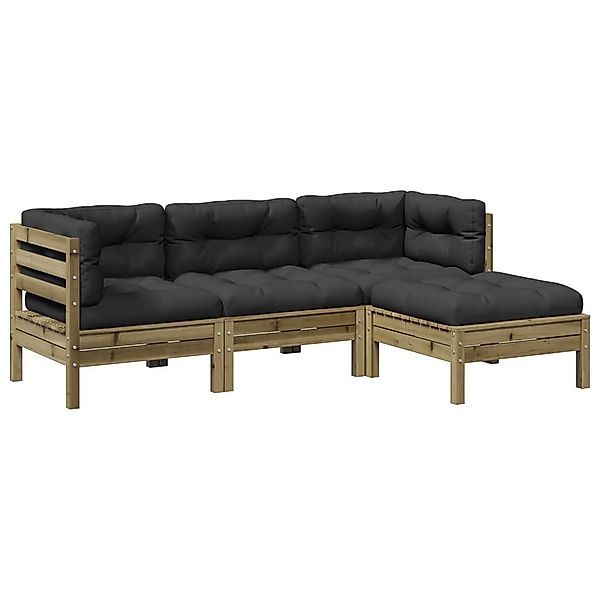 vidaXL Gartenlounge-Set 4-tlg. Garten-Sofagarnitur mit Kissen günstig online kaufen
