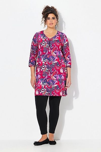 Ulla Popken Longshirt Longshirt Batikmuster Zipper A-Linie 3/4-Arm günstig online kaufen