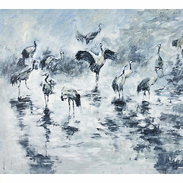 Bricoflor Kunst Fototapete im Gemälde Stil Kranich Tapete Gemalt Ideal für günstig online kaufen