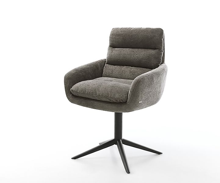 Drehstuhl Abelia-Flex mit Armlehnen Bouclé Soft Schlamm Fußkreuz Schwarz 36 günstig online kaufen