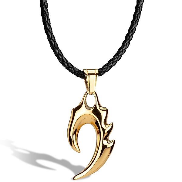 SERASAR Lederband Lederhalskette mit Edelstahlanhänger "Flame" günstig online kaufen