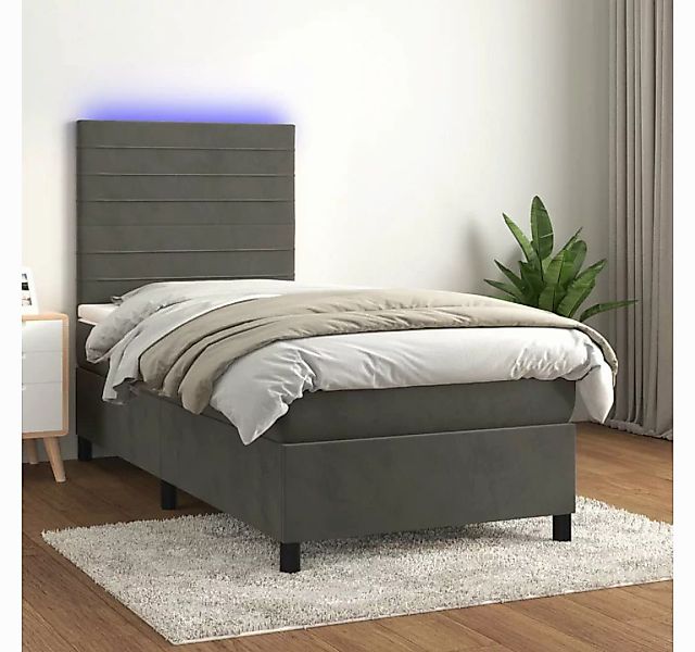 vidaXL Boxspringbett Boxspringbett mit Matratze LED Dunkelgrau 80x200 cm Sa günstig online kaufen