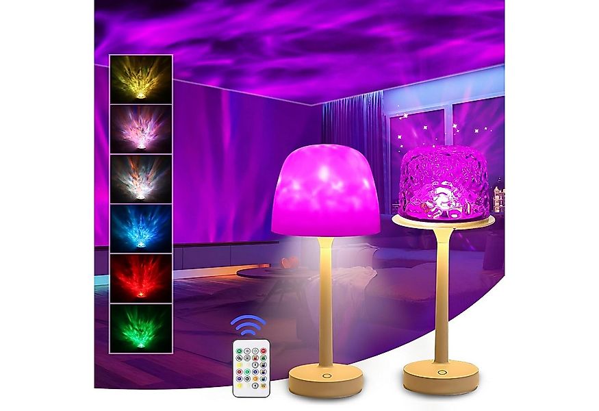 OYLCDI LED Nachttischlampe Akku-Betriebene Ozean-Wellenlampe,16 Farben, dim günstig online kaufen