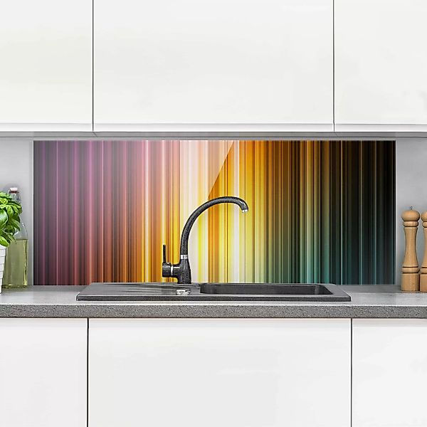 Glas Spritzschutz Muster & Textur - Panorama Rainbow Light günstig online kaufen