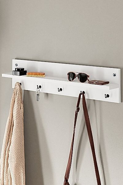 en.casa Wandregal, Wandgarderobe, modern x cm Spanplatte Weiß 89866629 günstig online kaufen