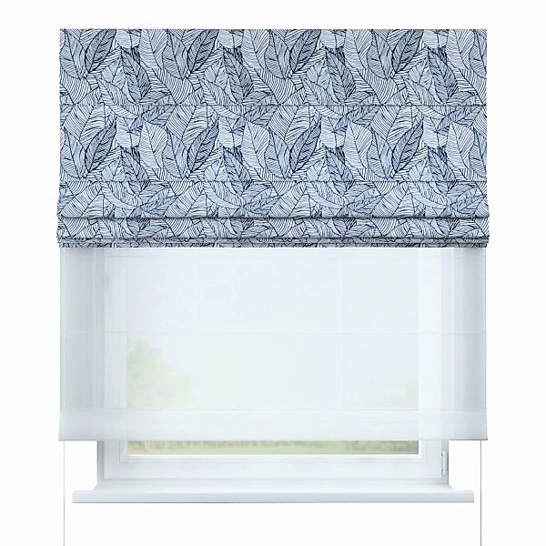 Dekoria Doppelraffrollo Duo, dunkelblau-weiß, 120 x 150 cm günstig online kaufen