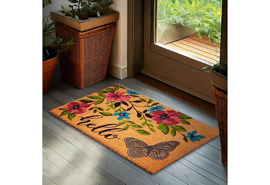BRUBAKER Fußmatte Blumen und Pflanzen - 45 x 75 cm Schmutzfangmatte - Kokos günstig online kaufen