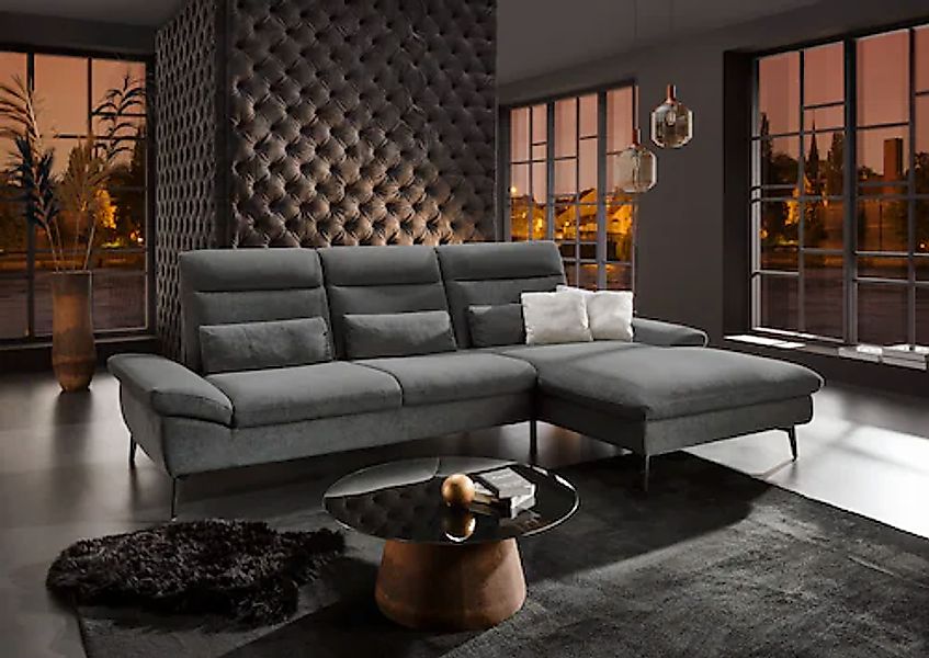 HUKLA Ecksofa »HU-HP22156 L-Form«, inkl. Kopfpolsterverstellung, optional m günstig online kaufen