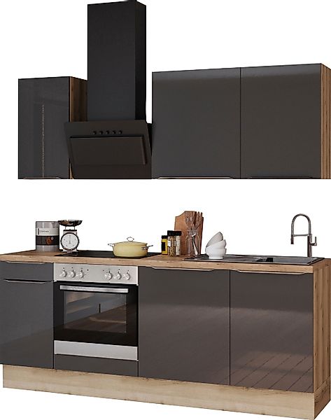 KOCHSTATION Küchenzeile "KS-Aken" Breite 210 cm, wahlweise mit E-Geräten, m günstig online kaufen