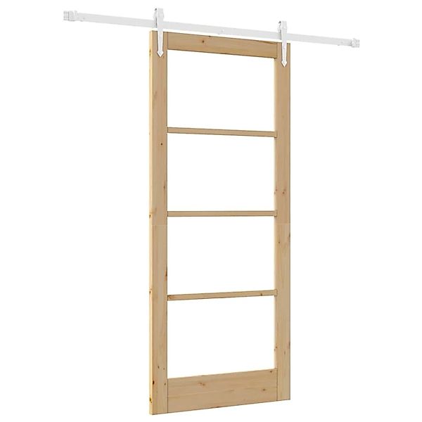 vidaXL Schiebetür Braun 86 x 198,5 cm Holz und Metall 3332367 günstig online kaufen