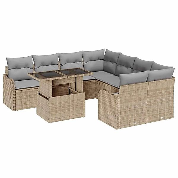vidaXL Gartensofa-Set mit Kissen mit Kissen 9 Stk Beige Polyrattan 3357173 günstig online kaufen
