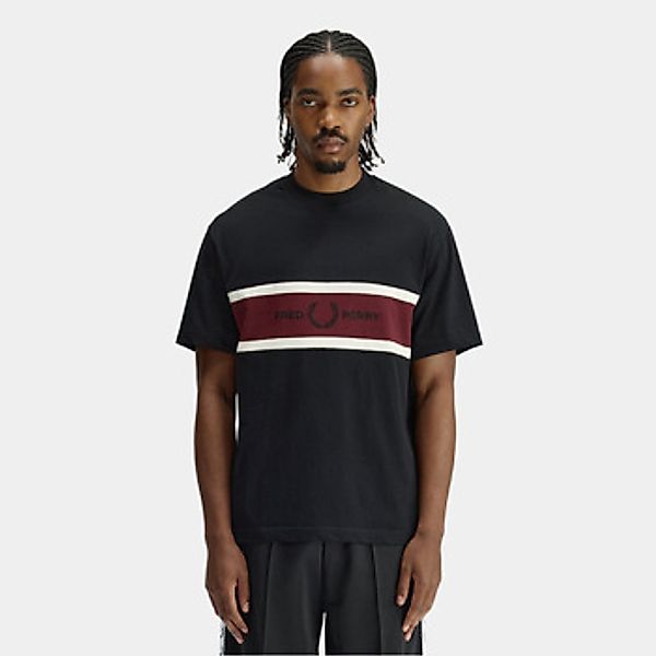 Fred Perry  T-Shirt Embroidered panel t-shirt - black günstig online kaufen