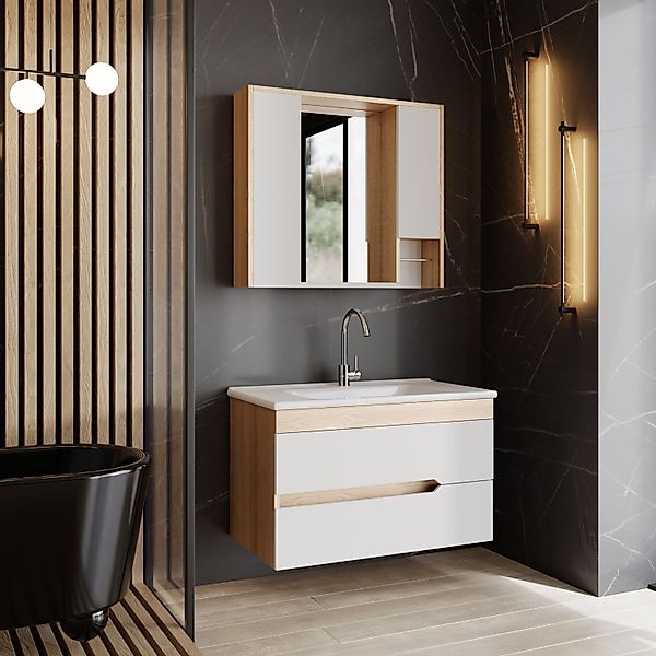 Karen Badmöbel-Set Badmöbel Set Marmara Weiß günstig online kaufen