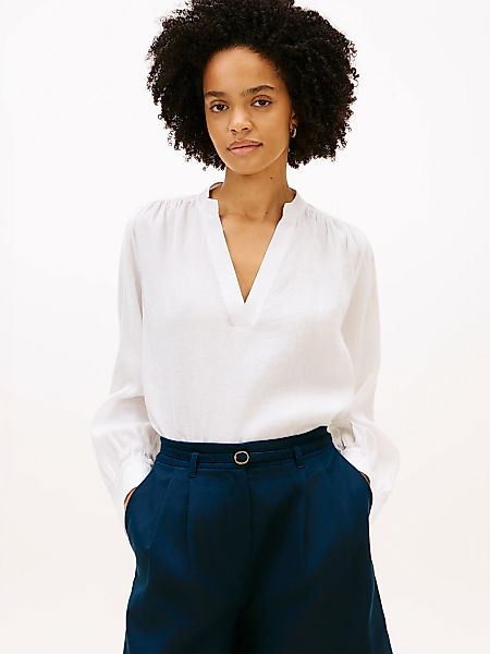 Tommy Hilfiger Langarmbluse "ESSENTIAL LINEN V-NECK LONGSLEEVE BLOUSE" mit günstig online kaufen