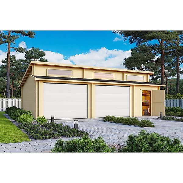 Lasita Garage Hawaii Set mit Sektionaltoren 780 cm x 520 cm Natur/Unbehande günstig online kaufen
