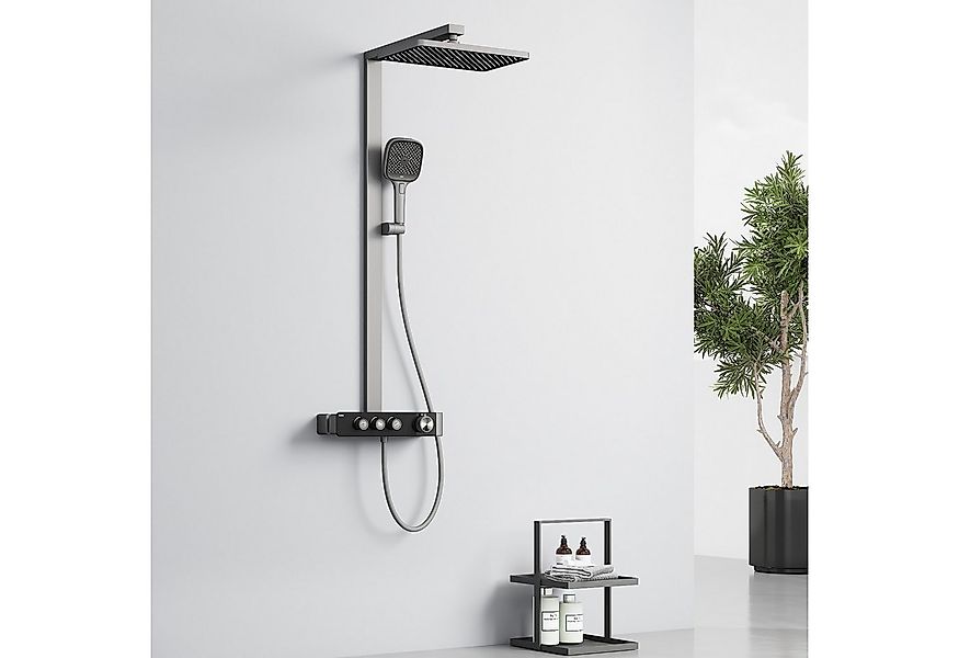 EMKE Duschsystem mit Thermostat, Regendusche und Handbrause – Höhenverstell günstig online kaufen