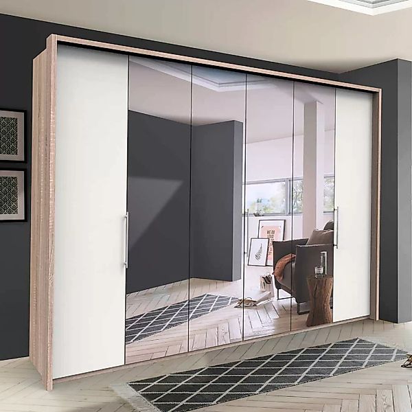 Großer Spiegel Schlafzimmerschrank mit Falttüren Made in Germany günstig online kaufen