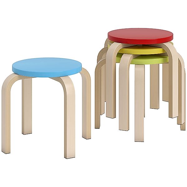 HOMCOM 4er Set Esszimmerhocker Stapelhocker Runde Hocker, Küchenhocker für günstig online kaufen
