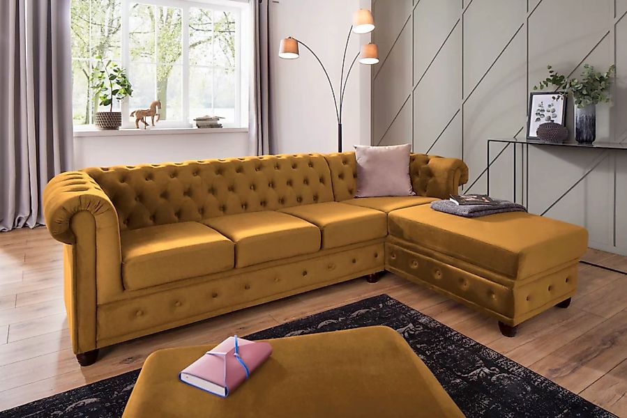 Home affaire Chesterfield-Sofa "New Castle L-Form", hochwertige Knopfheftun günstig online kaufen