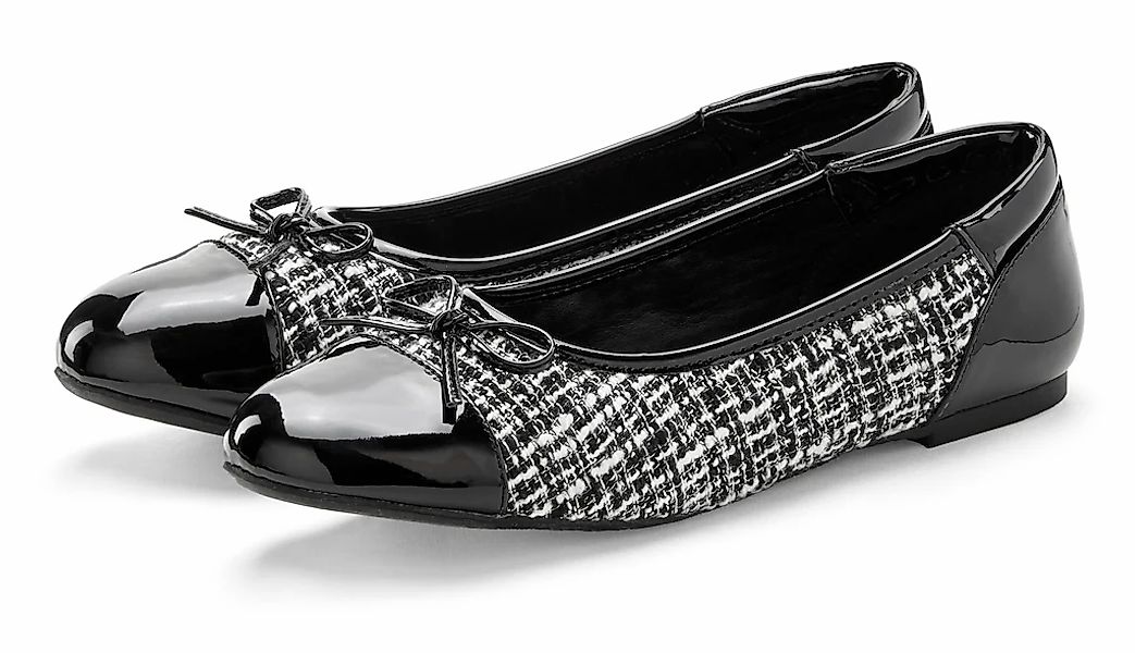 LASCANA Ballerina, in Hahnentritt-Optik, Freizeitschuh, Slipper, Halbschuh günstig online kaufen