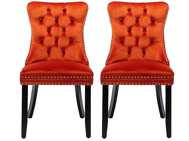 SeedWave Esszimmerstuhl 2er-Set Küchenstuhl Samtbezug, Holzfüße mit Verstel günstig online kaufen