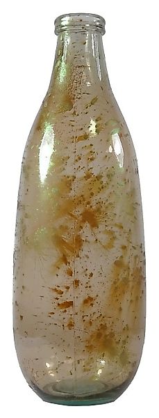Vase Beige mit goldenen Akzenten aus Recycling-Glas Flaschenform 40cm günstig online kaufen