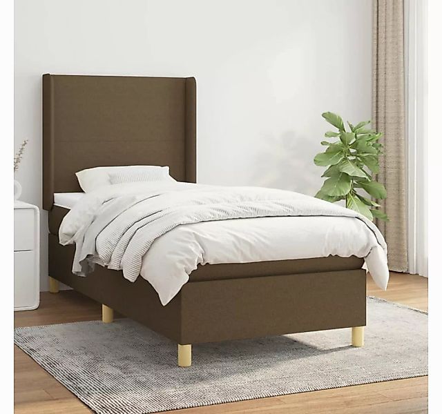 vidaXL Boxspringbett Boxspringbett mit Matratze Dunkelbraun 100x200 cm Stof günstig online kaufen