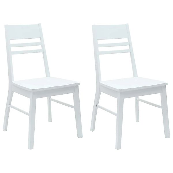 vidaXL Esszimmerstühle 2 Stk Weiß 43 x 54 x 89 cm Massives Gummiholz 420204 günstig online kaufen