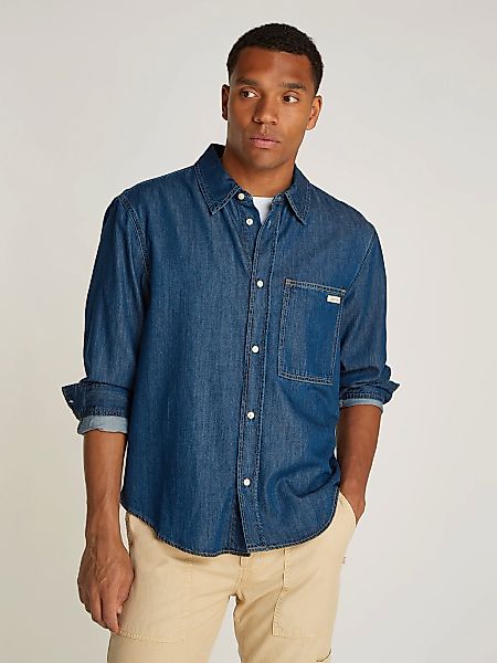 Calvin Klein Jeans Jeanshemd "REGULAR DENIM SHIRT" Logostickerei, Brusttasc günstig online kaufen