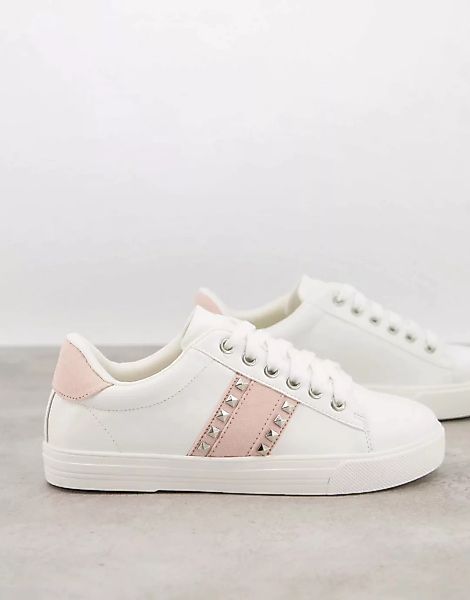 schuh – Melissa – Flache Sneaker mit Nietendetail in Weiß und Rosa günstig online kaufen