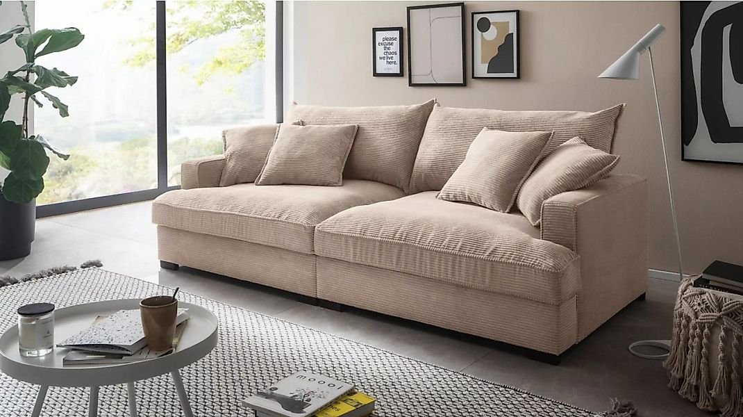 Massivart® Big-Sofa TRIBECCA Cord beige 242 cm / 4-Sitzer, Cordsofa, Nosagu günstig online kaufen