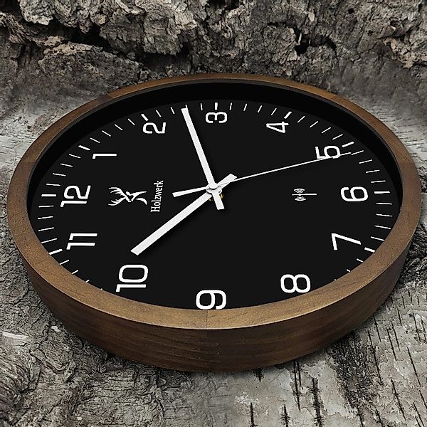 Holzwerk Funkwanduhr Designer Holz Funk Wand günstig online kaufen