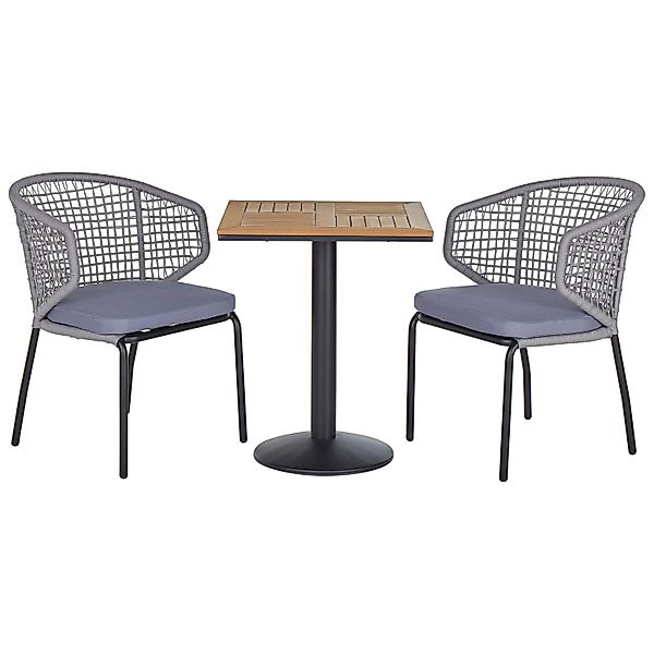 Beliani Bistro Set PALMI Grau Schwarz Heller Holzfarbton 54 x54 x81 günstig online kaufen
